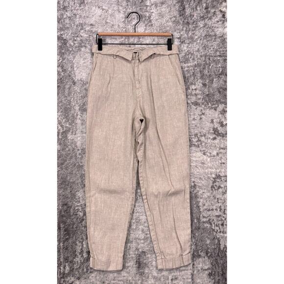 Reformation Pants 2 Womens Beige Folded Over Tapered Crop Leg Trouser - Picture 1 of 7